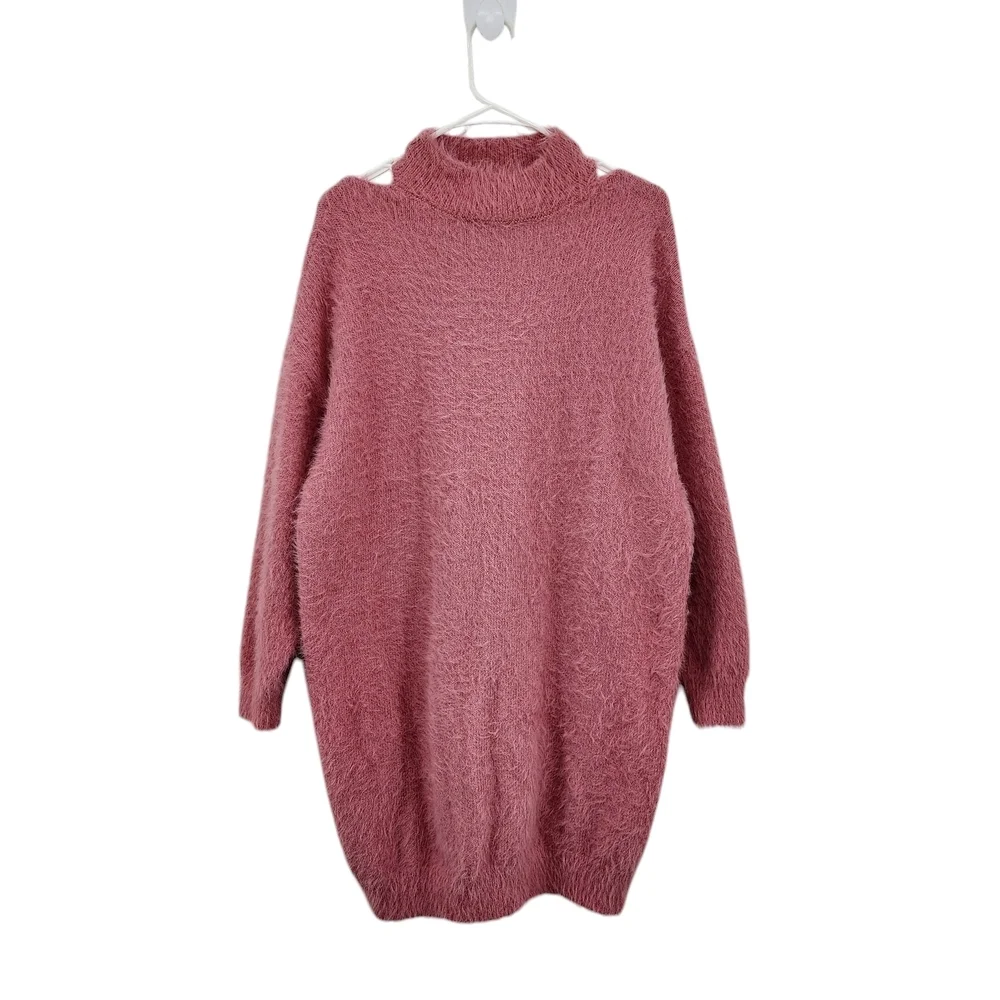 Eloquii Women's Plus Turtle Neck Cutout Pink Tunic Sweater Sz 22/24